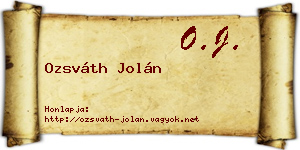 Ozsváth Jolán névjegykártya